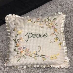 Embroidered Peace Decorative Pillow